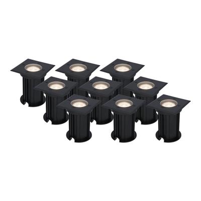 Set van 9 Ramsay LED Grondspots - Vierkant - Dimbaar - GU10 - 4000K neutraal wit - 5 Watt 400 lumen - Tuinspot - Zwart - IP67 waterdicht - Overrijdbaar voor de Oprit, Tuin en Terras