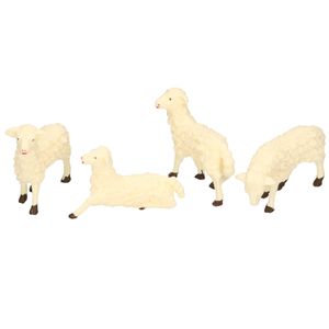 4x Witte schapen miniatuur beeldjes 7 x 6 cm dierenbeeldjes   -