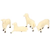 4x Witte schapen miniatuur beeldjes 7 x 6 cm dierenbeeldjes   - - thumbnail