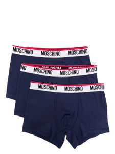 Moschino lot de trois boxers à taille logo - Bleu