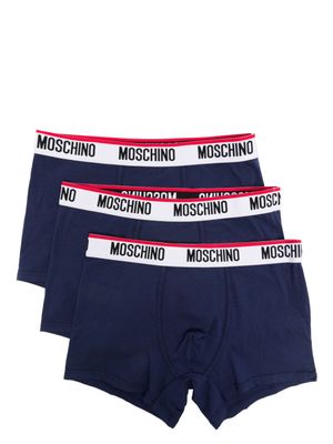 Moschino lot de trois boxers à taille logo - Bleu