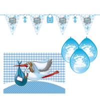 Baby geboren versiering set - jongen - 18 artikelen - blauw - vlaggetjes - ballonnen - vlag Baby geboren versiering set - jongen - 18 artikelen - blauw - vlaggetjes - ballonnen - vlag