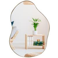 Stijlvolle Asymmetrische Vorm Wandspiegel Premium Achterpaneel met Expansieschroeven Decoratieve Wandspiegel 78 x 56 cm