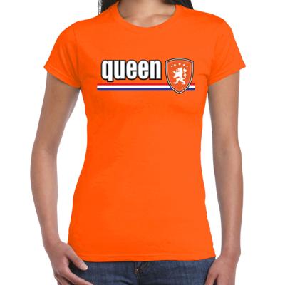 EK / WK supporter T-shirt - dames - Queen - schild / leeuw / vlag - Koningsdag EK / WK supporter T-shirt - dames - Queen - schild / leeuw / vlag - Koningsdag