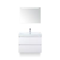 Maxx XL Badmeubelset 80 cm - Wit Hoogglans - Wastafel Just 1 kraangat - met LED Spiegel