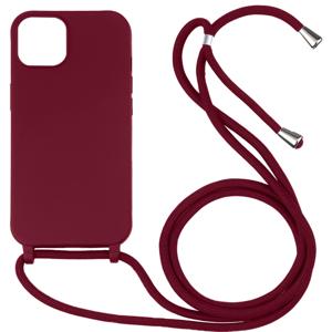 iPhone 14 hoesje - Backcover - Koord - Softcase - Flexibel - TPU - Rood