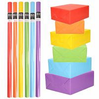 8 x Rollen kraft inpakpapier pakket regenboog kleuren / multi color 200 x 70 cm