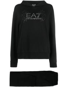 Ea7 Emporio Armani survêtement en coton à logo imprimé - Noir