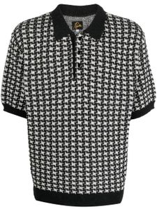 Needles polo en maille à motif pied-de-poule - Noir