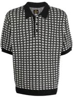 Needles polo en maille à motif pied-de-poule - Noir