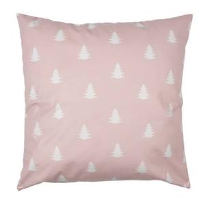 Clayre & Eef Kussenhoes 45x45 cm Roze Wit Polyester Kerstbomen