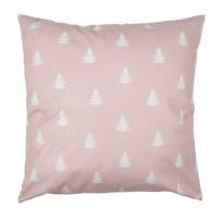 Clayre & Eef Kussenhoes 45x45 cm Roze Wit Polyester Kerstbomen