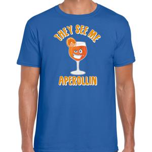 Apres ski t-shirt voor heren - aperol spritz - blauw - apres ski/wintersport - skien