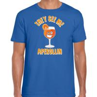 Apres ski t-shirt voor heren - aperol spritz - blauw - apres ski/wintersport - skien - thumbnail