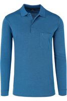 RAGMAN Regular Fit Poloshirt lange mouw blauw, Effen - thumbnail