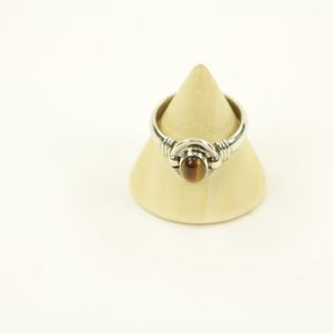 Zilveren Ring met Tijgeroog Maat 17,5 Model 1 (Sterling Zilver 925)