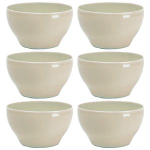 Kommetjes/schaaltjes - 6x - dessert/ontbijt - kunststof - D14 cm - beige