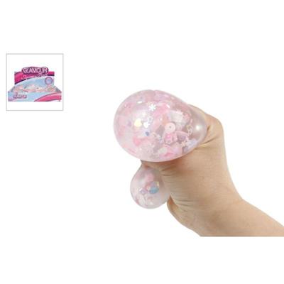 Squeeze knijpbal bloemen en glitter 6cm