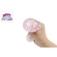 Squeeze knijpbal bloemen en glitter 6cm