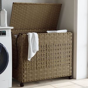 Wasmand op wielen 66x35x60 cm rattan