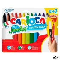 Set Viltstiften Carioca JUMBO Multicolour 12 Onderdelen (24 Stuks)