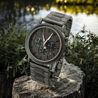 TimberWood Obsidian™ - Chronograaf Herenhorloge van Gunmetal & Zwart Sandelhout