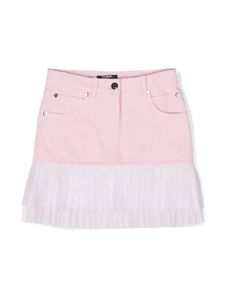 Balmain Kids jupe stretch à empiècement en tulle - Rose