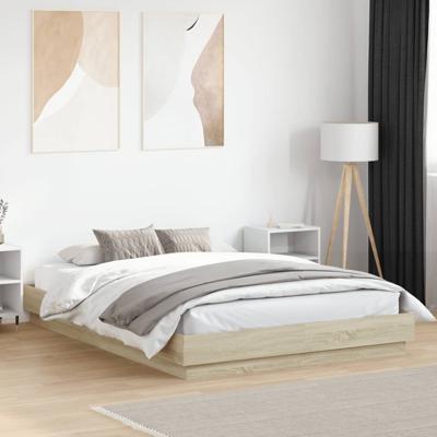 Bedframe met LED-verlichting sonoma eikenkleurig 150x200 cm