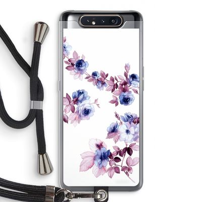Waterverf bloemen: Samsung Galaxy A80 Transparant Hoesje met koord