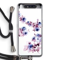 Waterverf bloemen: Samsung Galaxy A80 Transparant Hoesje met koord