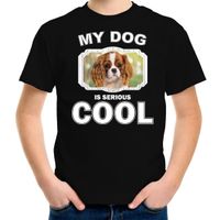 Charles spaniel honden t-shirt my dog is serious cool zwart voor kinderen - thumbnail