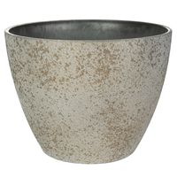 Bloempot/plantenpot - buiten - beige/goud - D22 en H17 cm - kunststof/steenmix - thumbnail