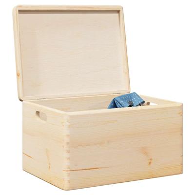 Houten kist met deksel&handvatten 40x30x23cm massief grenenhout
