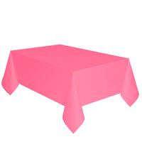 Feest versiering roze tafelkleed 137 x 274 cm papier   - - thumbnail