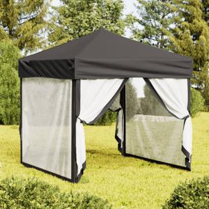 Partytent inklapbaar met zijwanden 2x2 m antracietkleurig