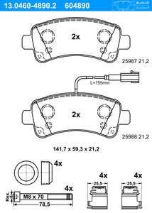 Remblokkenset, schijfrem ATE, u.a. fÃ¼r Fiat, Peugeot, CitroÃ«n