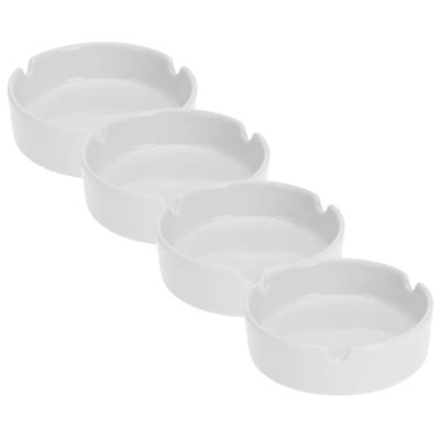 Excellent Houseware Asbak - 4x - wit - porselein - 10 cm - Binnen/buiten gebruik