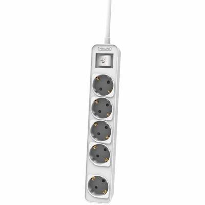 Stopcontactenstrip 5 Tomas met Interruptor Philips CHP2154W/10