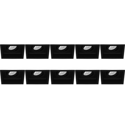 Spot Armatuur 10 Pack - Pragmi Domy Pro - GU10 Inbouwspot - Vierkant - Zwart - Aluminium - Verdiept - Kantelbaar - 105mm