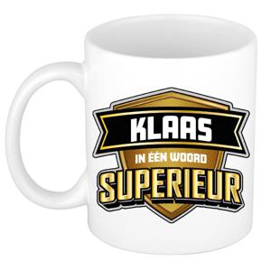 Naam mok Klaas - wit - Superieur - keramiek - 300 ml - cadeau collega beker