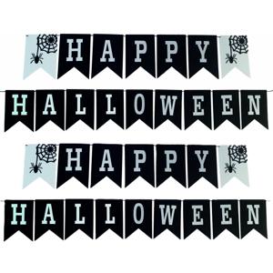 Halloween/horror thema vlaggenlijn - 2x - Happy Halloween - vilt - 250 cm - vlaggetjes versiering