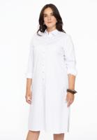 Yoek Blouse-jurk lang met knopen POPLIN STRETCH | Wit | Maat 58/60