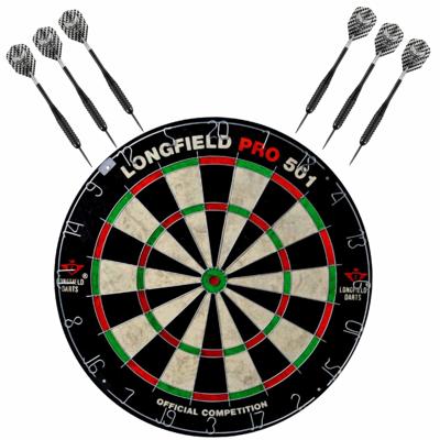 Dartbord Longfield professional - Dia 45.5 cm - met 6x goede kwaliteit dartpijltjes - Darten
