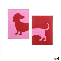 Canvas Gift Decor Rood Roze Hond 50 x 3 x 70 cm (4 Stuks)