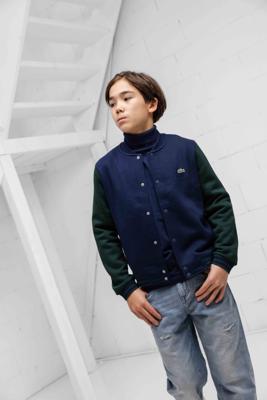 Lacoste Fleece Bomber Jas Kids Donkerblauw/Groen - Maat 128 - Kleur: Donkerblauw | Soccerfanshop
