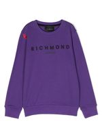 John Richmond Junior sweat en coton à logo brodé - Violet - thumbnail