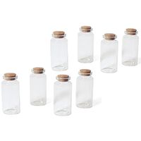 8x Kleine decoratieve glazen flesjes met kurken dop 12 ml   -