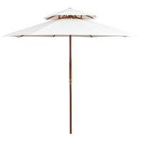 Xl Dubbeldekker parasol 270x270 cm houten paal crmewit - thumbnail