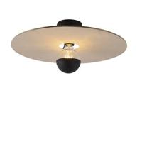 QAZQA Plafondlamp zwart platte kap taupe 45 cm - Combi - thumbnail