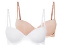 esmara 2 dames push-up BH&apos;s (Beige/wit, 80D)